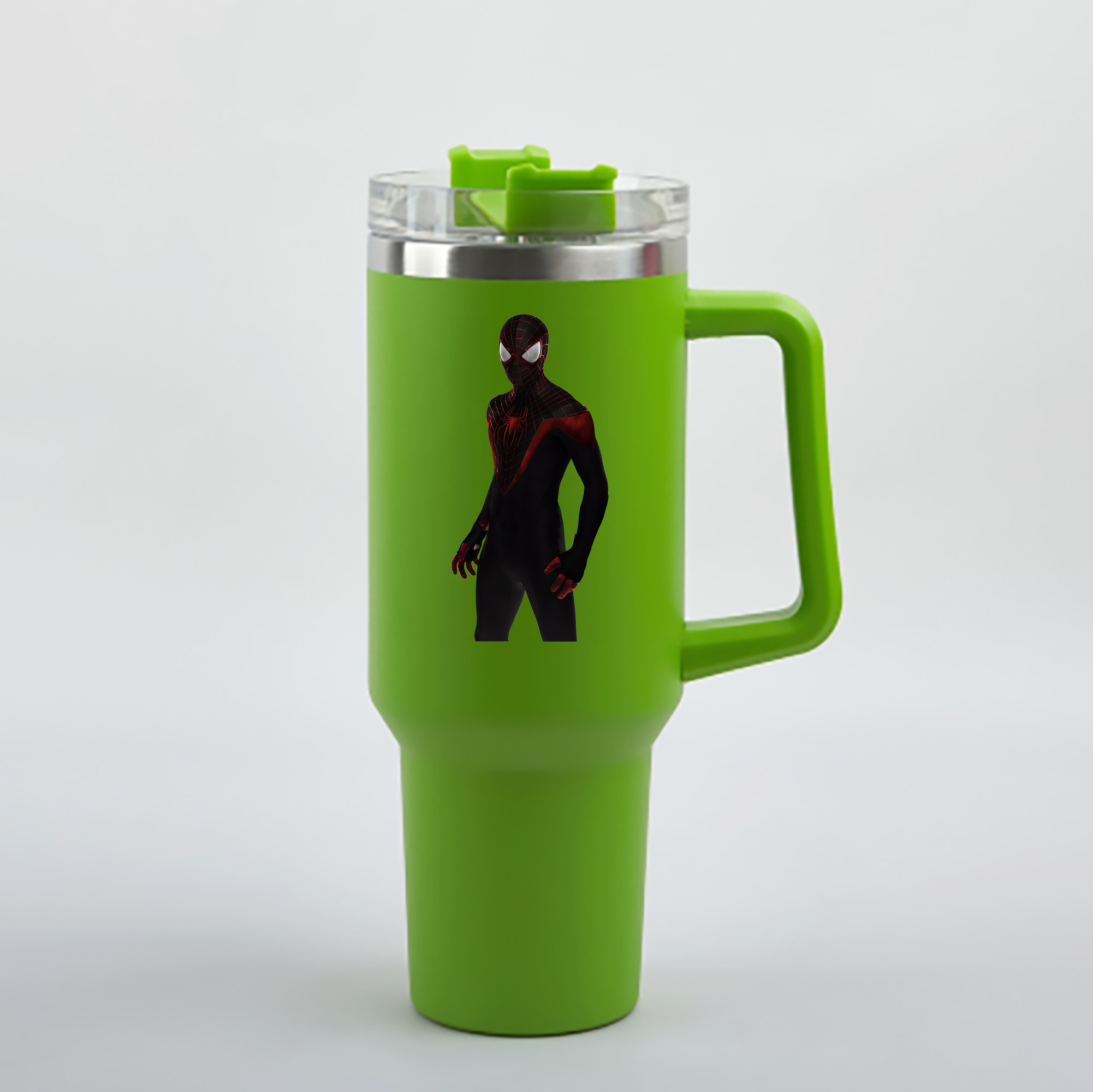 （画像用） Spider Man スパイダーマン 1200mL車用タンブラー - クリスタルステッカー（プラスチックストロー付き）